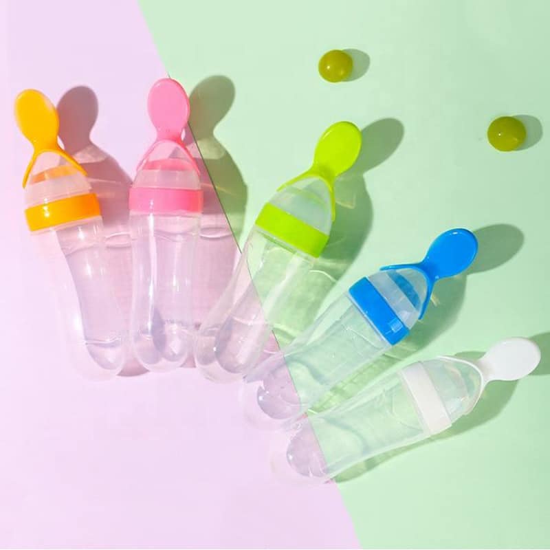 Silicone Baby Bottle With Spoon Fooder